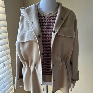 Weekend Max Mara Rango Hooded Wool Jacket in gorgeous Sand color Sz 2